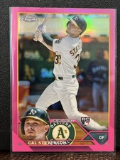 2023 Topps Chrome Pink Refractors Cal Stevenson #199 Oakland Athletics