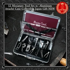 12 Miniature Tool Set w/ Aluminum Attaché Case Collectible Japan Gift NEW
