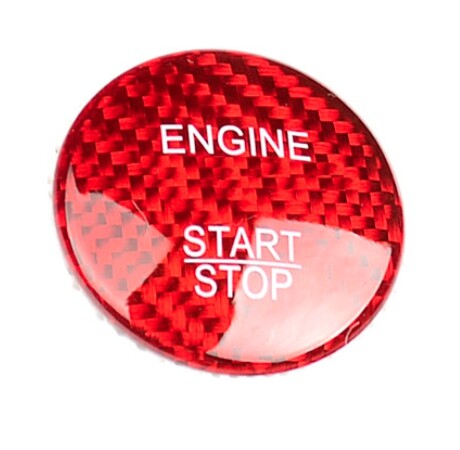 Red Gloss Real Carbon Fiber Engine Start Button Cover Fits 15-20 W205 C43 C63 - Picture 2 of 2