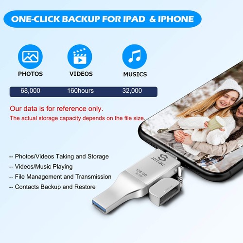 Clé USB 128 Go pour iPhone/iPad - Compatible /USB-C Android PC Mac - Afbeelding 5 van 6