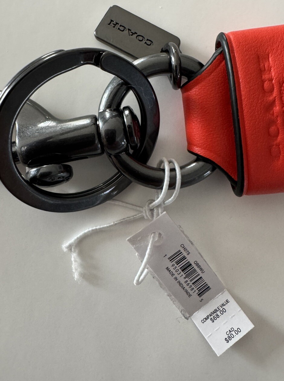 COACH Large Loop Key Fob Red Orange / Gunmetal NWT $80 SOLD OUT image 4