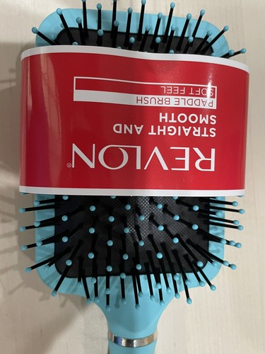 NEW!! Revlon Straight & Smooth Soft Feel Paddle Hair Brush Set Light Blue New - Picture 6 of 16