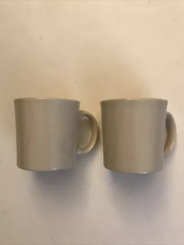 Homer Laughlin White Cream Restaurant Diner Mugs Coffee Cups 8oz PAIR 2