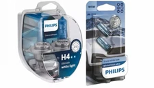 (+ W5W Parkers!) H4 PHILIPS Diamond Vision 5000K White Light Bulbs Headlamp