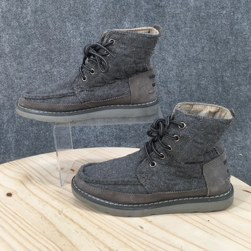 Botas Toms femininas 5.5 Searcher Castlero acolchoadas com cadarço tecido de lã cinza chukka - Imagem 2 de 4