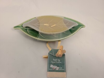 Fresh Fig Leaf Candle With Fig Leaf Tray Holder