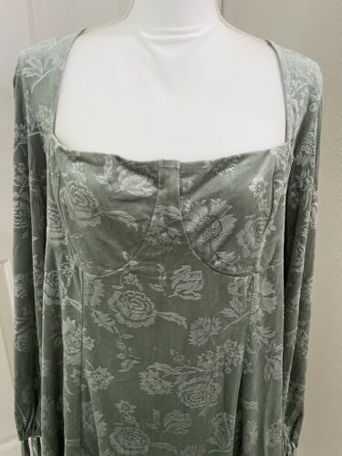 NWT Cider Green Velvet Long Sleeve Dress Plus Size 3XL XXXL Floral Romantic - Picture 2 of 7