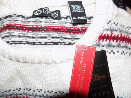 NWT Chaps men's XL cotton wool Mtn. Lodge Fair Isle design pullover sweater - Picture 3 of 3
