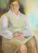 Impressionist gouache painting female portrait