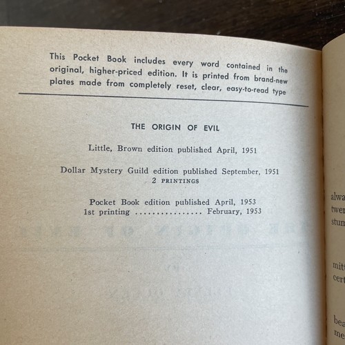 The Origin of Evil by Ellery Queen Pocketbook Paperback 1953 Vintage Pulp Cover - Picture 5 of 5