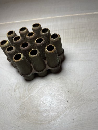 Vintage Bullet Shape Flower Frog Metal 14 Tubes - Picture 3 of 9