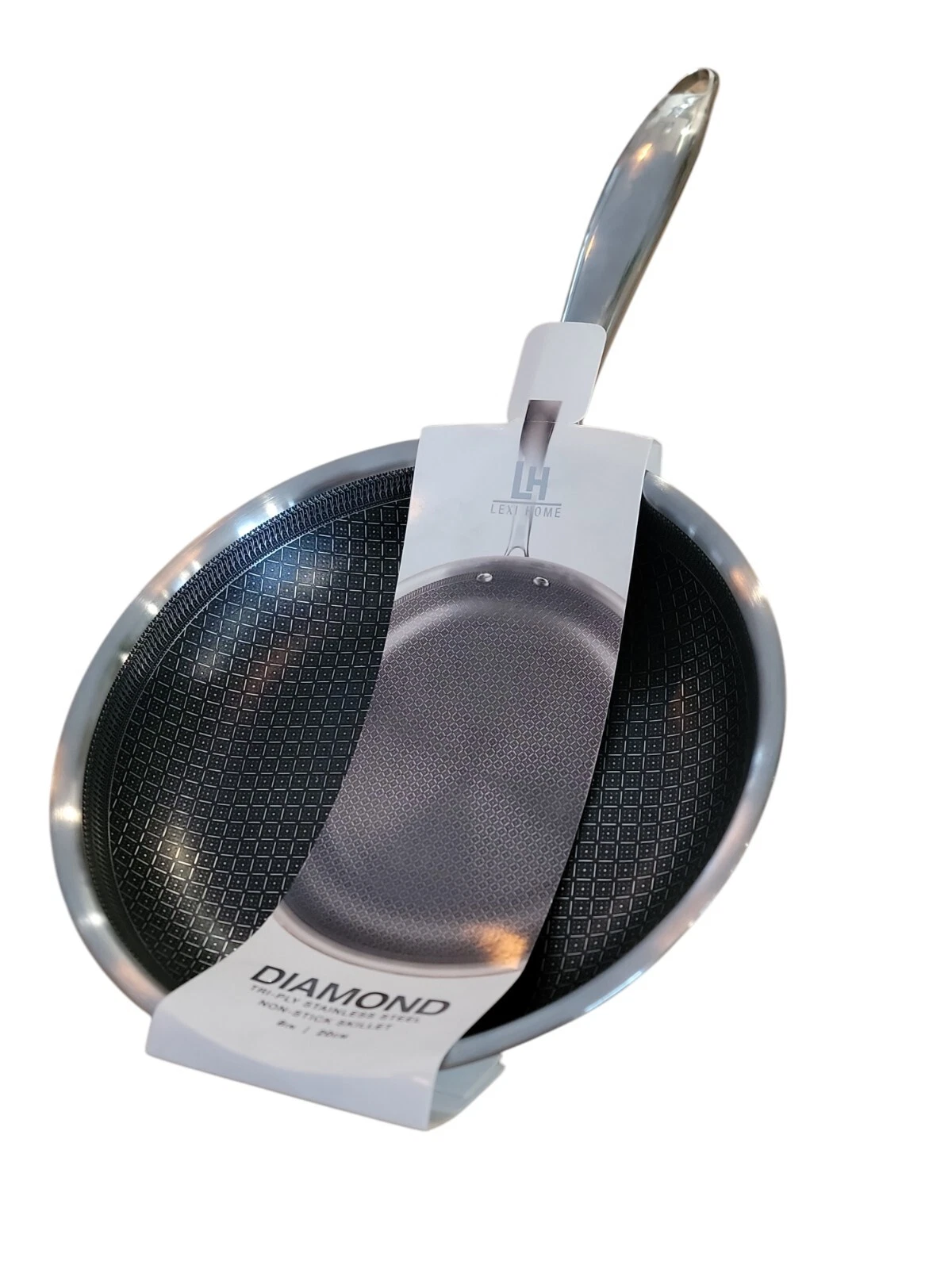Lexi Home Tri-ply Stainless Steel Diamond Non Stick 8" Frying Pan Skillet New
