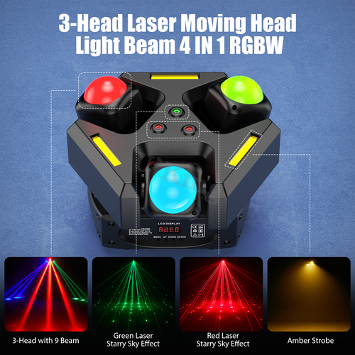 180W Rotate Moving Head DJ Laser Lights DMX RGBW Disco Stage Beam Effect Lights - Picture 12 of 19