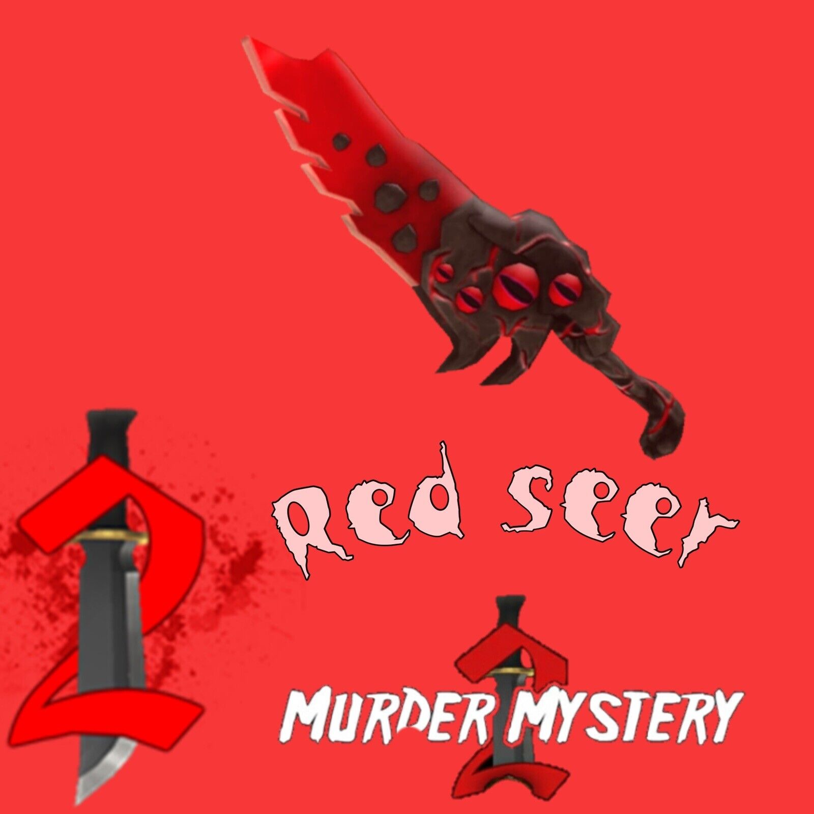 Roblox Murder Mystery 2 MM2 Red Seer Godly Knifes and Guns