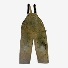      Vintage Carhartt Canvas Bib Overalls Double-Knee Distressed MADE IN USA
