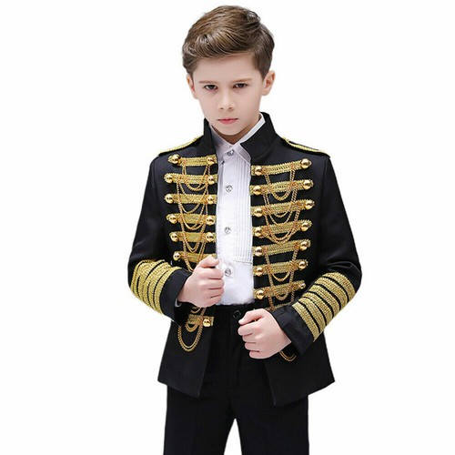 Boys Kids Children Hussar Suit Jacket Dance Show Costume Drummer Blazer Clothing - Picture 7 of 23