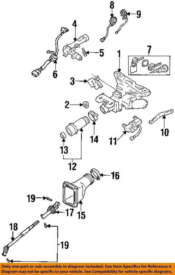 Оригинальный выключатель зажигания с цилиндрами замка багажника ключа и двери 1992 2000 Lexus SC400 - Изображение 3 из 4