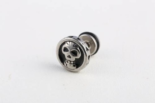 Men Punk Silver Fashion Jewelry Skull Earrings Stainless Steel Stud Ear Plug 1PC - Picture 4 of 8