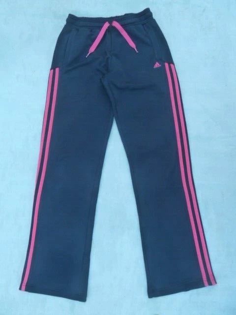 Adidas Track pants Women's Small Black Pink Pockets