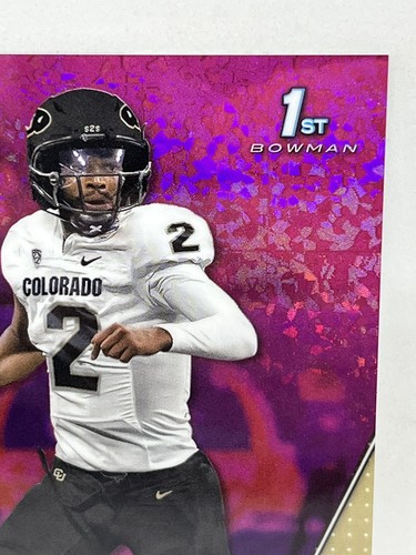 2023 Bowman Chrome University SHEDEUR SANDERS 1st Fuchsia Mini-Diamond #84/150 - Picture 5 of 11