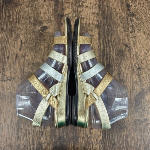 Sofft Sandalen 8 M Gold Silber Metallic Riemchen Schnallen Keilabsatz Gladiator Leder - Bild 10 von 16