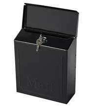 Black Wall Mount Mailbox Galvanized Steel Townhouse Architectural Locking NoB