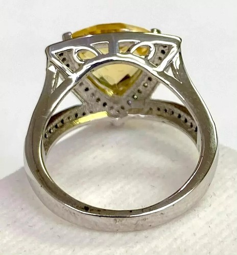 HSN Colleen Lopez Sterling Silver Trilliant Citrine & Diamond Ring Size 5 - Picture 7 of 13