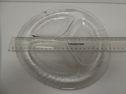 ORIGINAL PUKEBERG SWEDEN ART GLASS SERVING DISH TRI PLATE - Picture 7 of 7