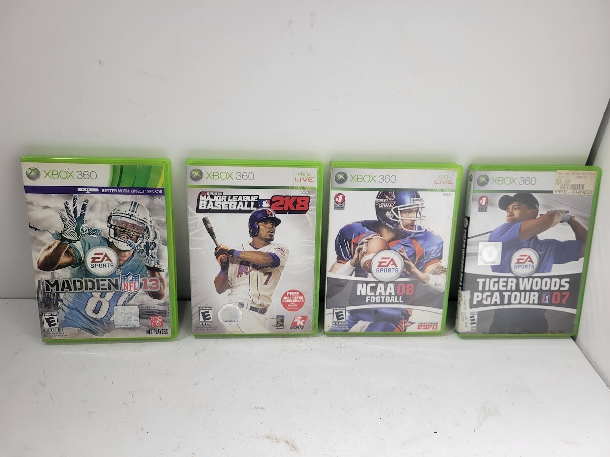 Xbox 360 Sports Games Lot of 4 NCAA 08, Tiger Woods 07, Madden 13