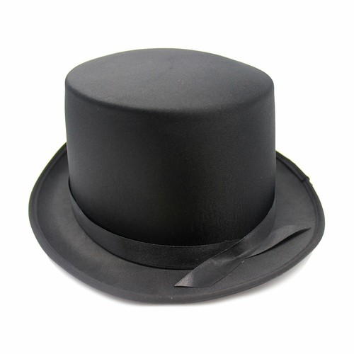 Black Satin Top Hat Cabaret Circus Ringleader Gentleman Costume