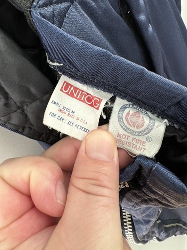 Vintage United Airlines Blue Insulated Bib Overalls Quilted Unitog Sz Small Reg - Picture 5 of 9