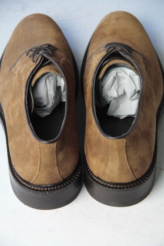 New A. TESTONI Brown Sz 11 M Suede Plain Toe Bluchers Oxfords Mens Dress Shoes - Picture 4 of 7