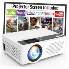 Mini Projector, Upgraded Bluetooth Projector with Screen, 1080P Full HD