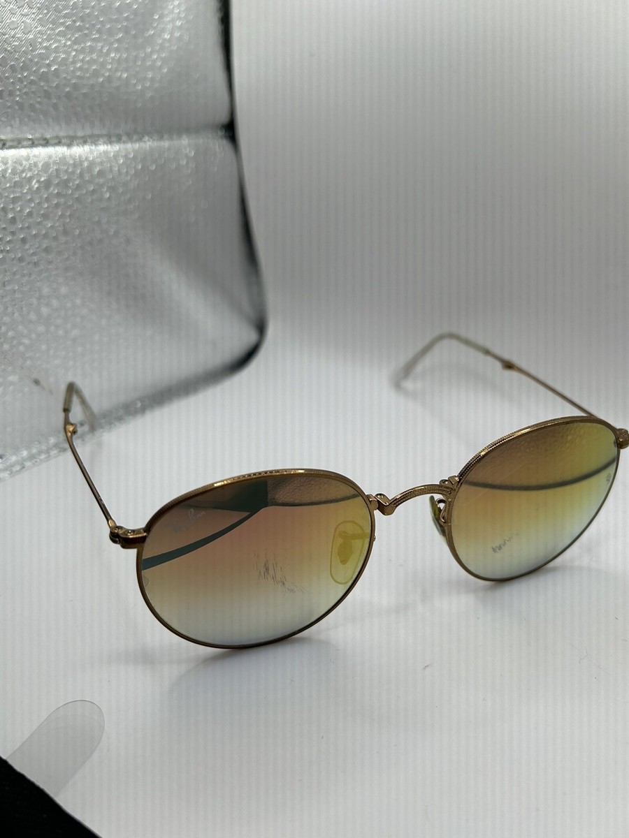 Ray Ban Round Metal Folding Sunglasses RB3532 198/9U 53-20-140 Scratched  Glass