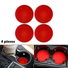 4PCS/Set Red Non-Slip Water Cup Coaster Embedded Accessories Universal for Car