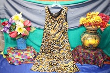 Connected Apparel Women's Black Yellow Dress Size 10 shirt top gown shift modern