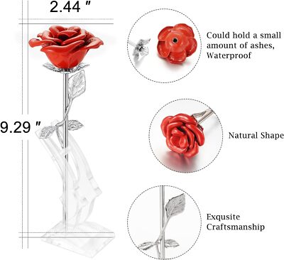 u r n❁ Bouquet Series - White Rose Flat Top Cremation Urn - IUFH126