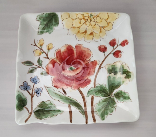 Juego de 2 platos de cerámica multiusos/cena cuadrados ondulados florales de 11" de Maxcera - Imagen 4 de 8