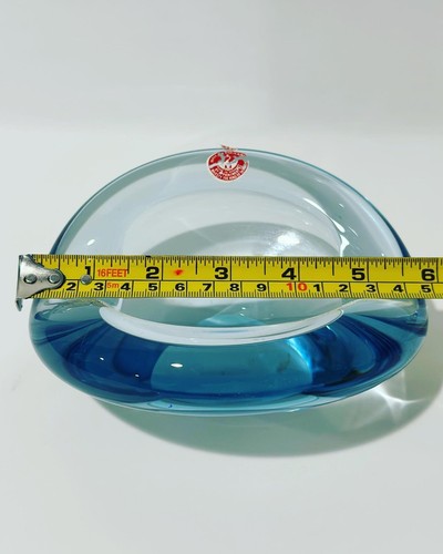 Holmegaard "Akva" Blue Glass Ashtray Bowl Lutken C1950's Signed Vintage - Picture 7 of 10