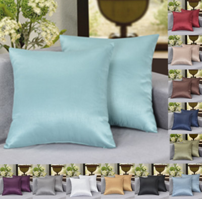 Pack Of 2 26 X26 Solid Faux Silk European Sham Pillow Cover Zipper Closure Ebay