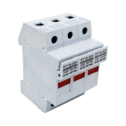 DIN Rail Mount Fuse Holder 3P RT18-32X 2.12in x 3.11in with Indicator Light red - Picture 2 of 7