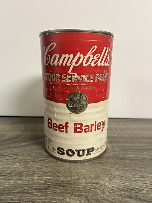 Vintage Campbell Soup Can Beef Barley 1991 Tin Can