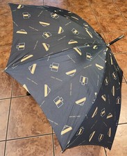 PARFUMS FENDI Black Gold Umbrella Parasol Full Size VINTAGE AUTHENTIC ORIGINAL