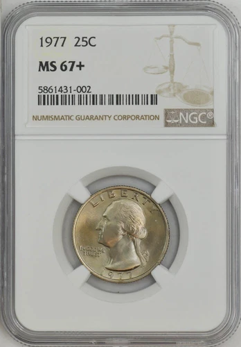 1977 Washington Quarter 25c MS67+ NGC 943104-23