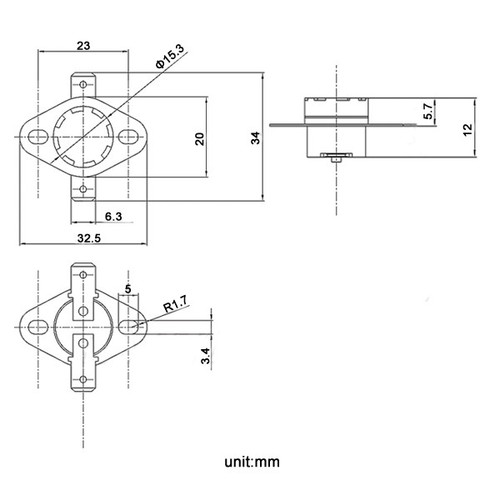 5pcs KSD301 Temperature Switch Thermostat 50 °C - 130 °C Degrees Celsius NO NC - Picture 2 of 11
