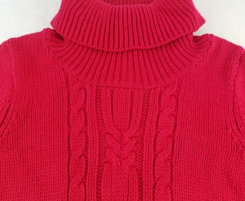 Girls GYMBOREE solid red cable knit cotton sweater dress 9 10 turtleneck thick - Picture 3 of 7