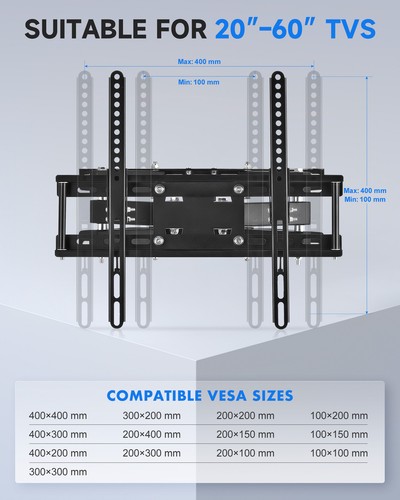 Full Motion TV Mount Bracket for LED LCD Flat 20" - 60" Screen - Picture 5 of 9