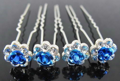 Bridal Hair Pins Rhinestone Wedding Prom Clips Flower Crystal Grips Jewellery - Picture 7 of 7
