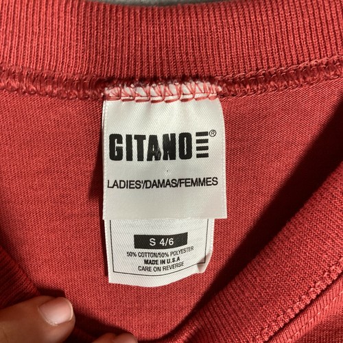 Vintage 90s Gitano Womens Small Short Sleeve Pocket T-Shirt Red Salmon Casual - Picture 3 of 10