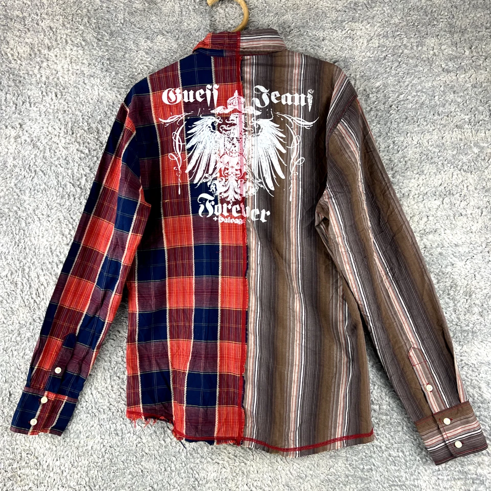 Vintage Guess Jeans shirt cotton Button up Mens Size L Y2K back graphic print - image 2 of 4